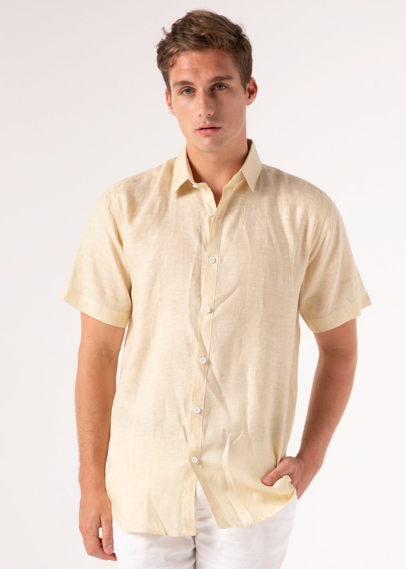 Aurum - Short Sleeve Italian Linen Shirt - Mr. Linen Co Mr. Linen CO