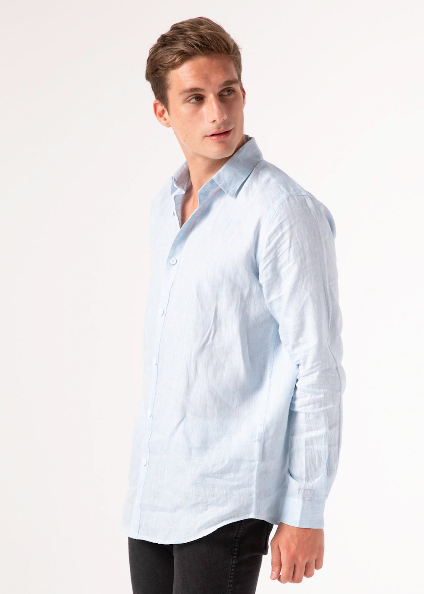 Capri Blue - Long Sleeve Italian Linen Shirt - Mr. Linen Co Mr. Linen CO