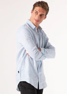 Capri Blue - Long Sleeve Italian Linen Shirt - Mr. Linen Co Mr. Linen CO