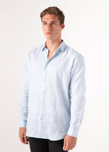 Capri Blue - Long Sleeve Italian Linen Shirt - Mr. Linen Co Mr. Linen CO