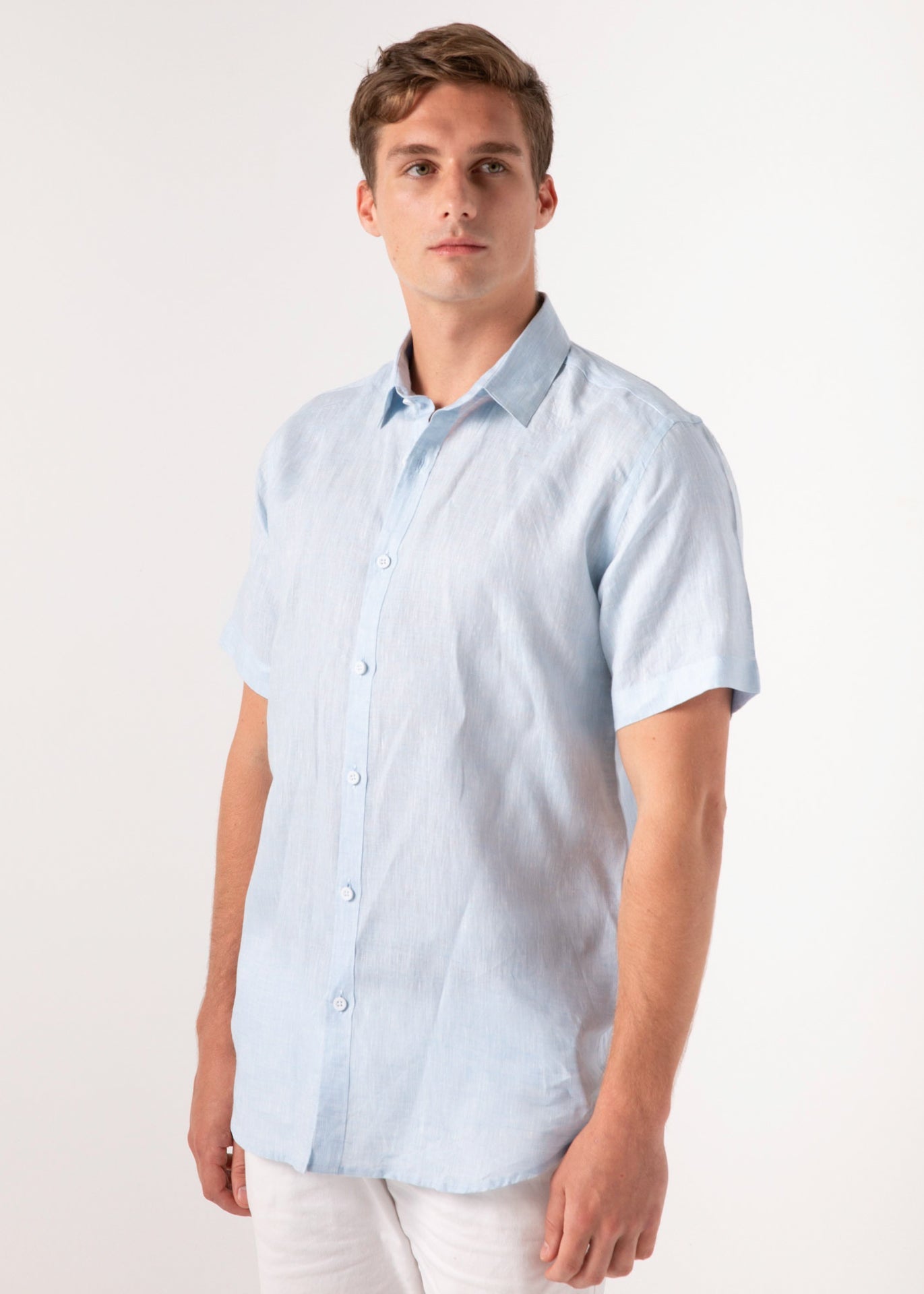 Capri Blue - Short Sleeve Italian Linen Shirt - Mr. Linen Co Mr. Linen CO