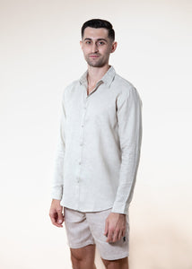 Natural - Long Sleeve Italian Linen Shirt - Mr. Linen Co Mr. Linen CO