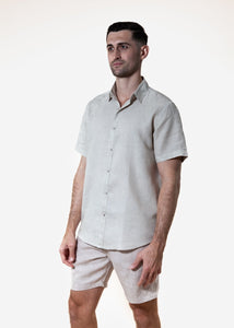 Natural - Short Sleeve Italian Linen Shirt - Mr. Linen Co Mr. Linen CO