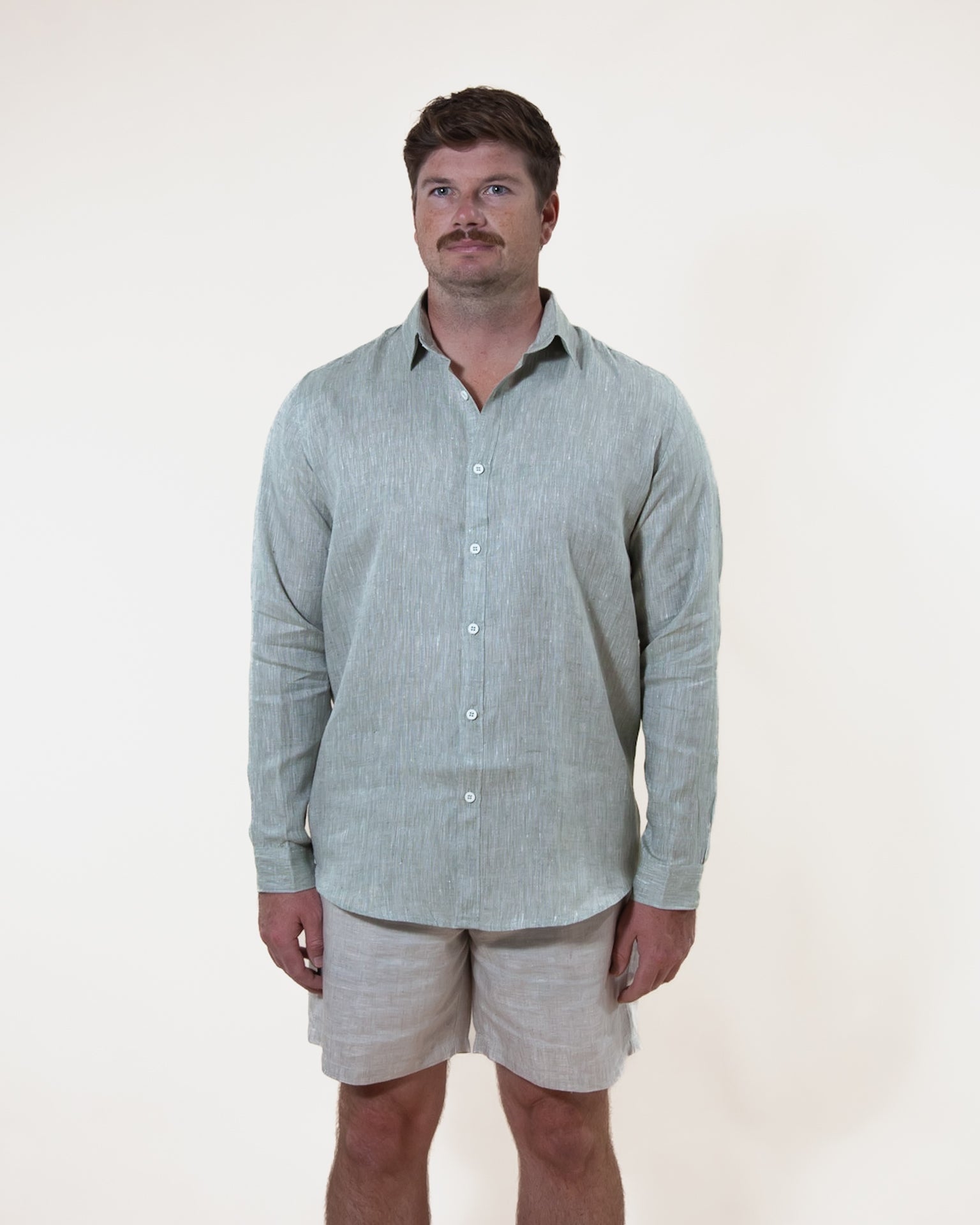 Pistachio - Long Sleeve Natural Hemp Shirt - Mr. Linen Co – MR