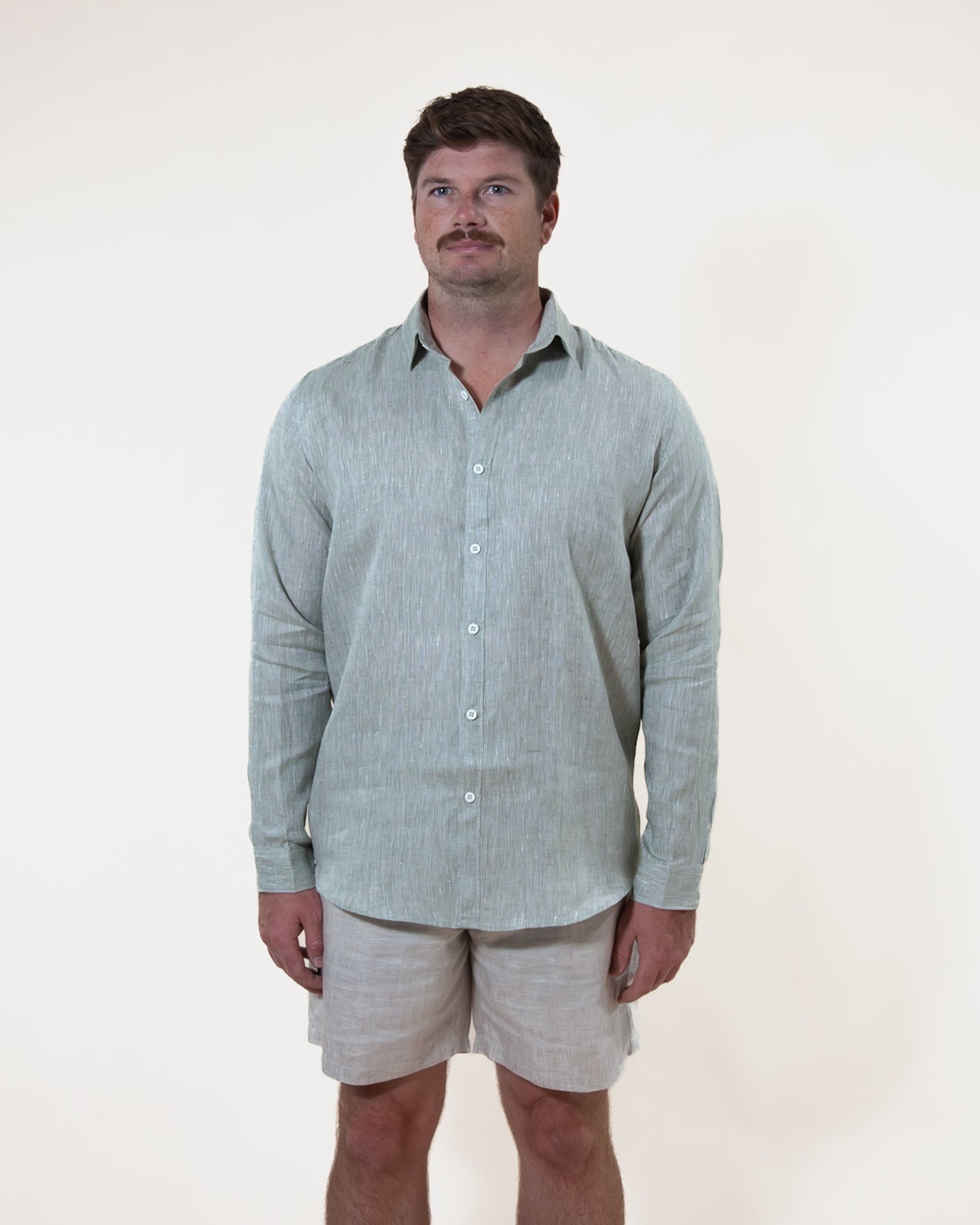 Pistachio - Long Sleeve Natural Hemp Shirt - Mr. Linen Co Mr. Linen CO