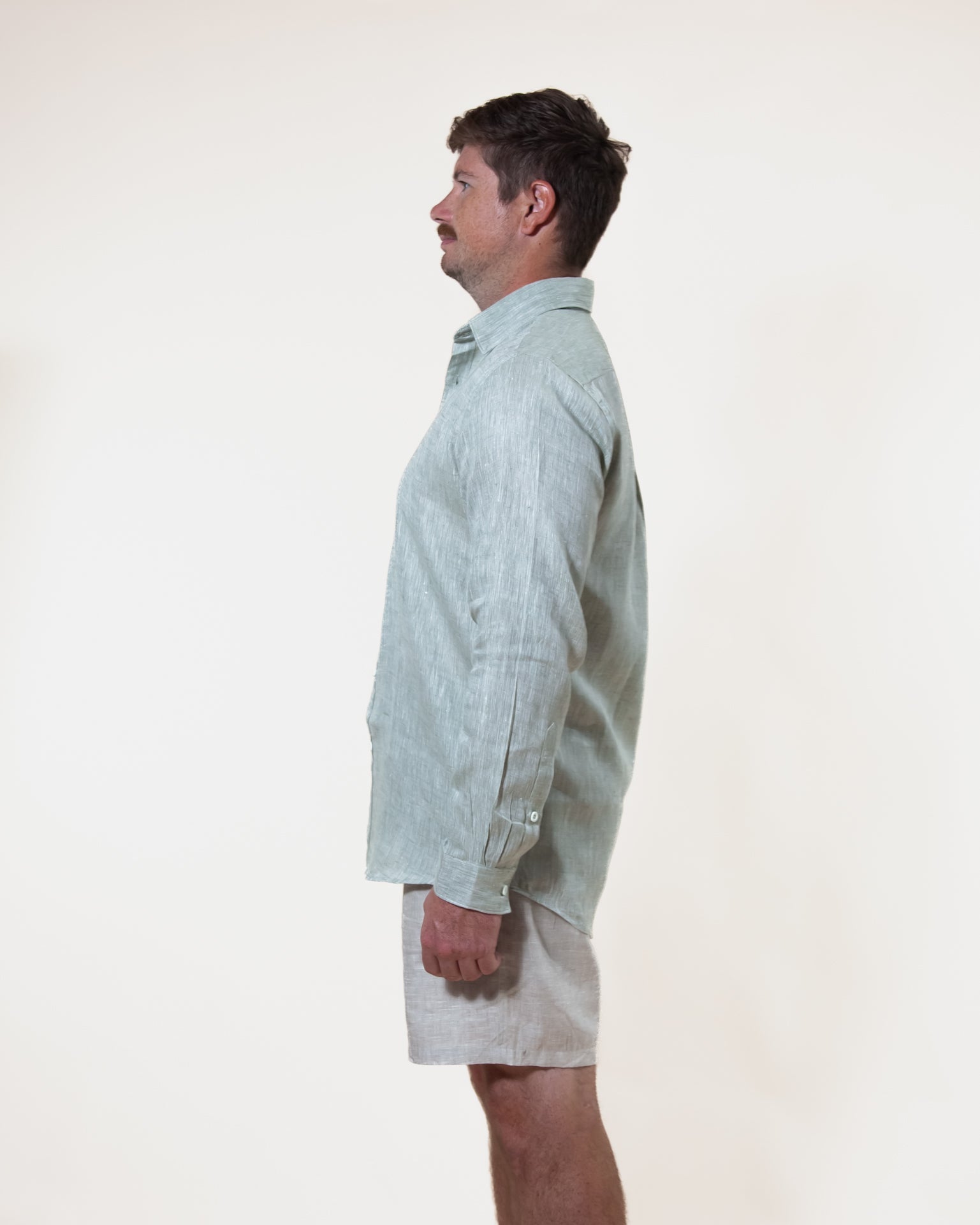 Pistachio - Long Sleeve Natural Hemp Shirt - Mr. Linen Co Mr. Linen CO