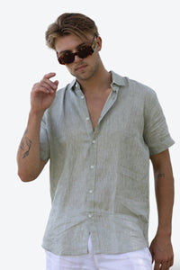 Pistachio - Short Sleeve Natural Hemp Shirt - Mr. Linen Co Mr. Linen CO