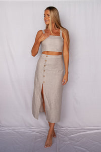 Sabbiosa - Italian Linen Midi Skirt - Mr. Linen Co Mr. Linen CO