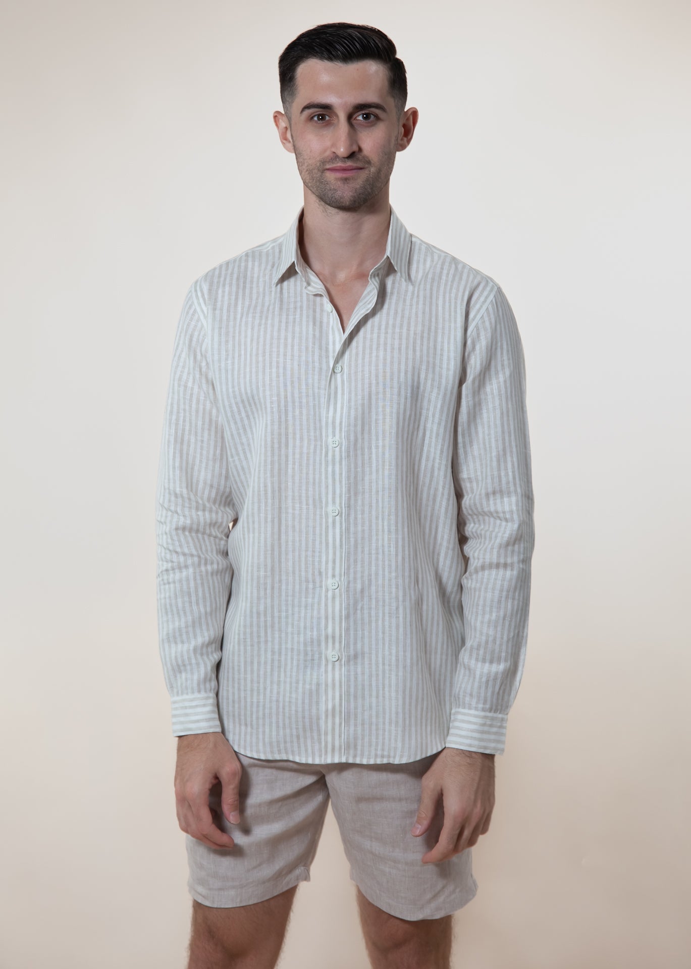 Sabbioso Stripes - Long Sleeve Italian Linen Shirt - Mr. Linen Co Mr. Linen CO