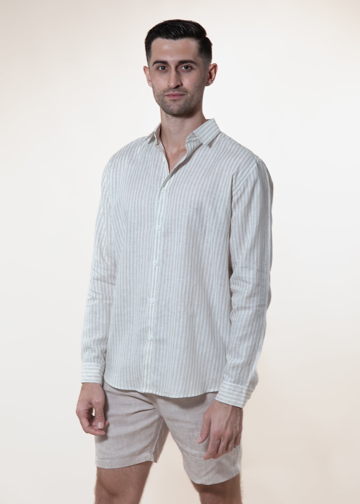 Sabbioso Stripes - Long Sleeve Italian Linen Shirt - Mr. Linen Co Mr. Linen CO