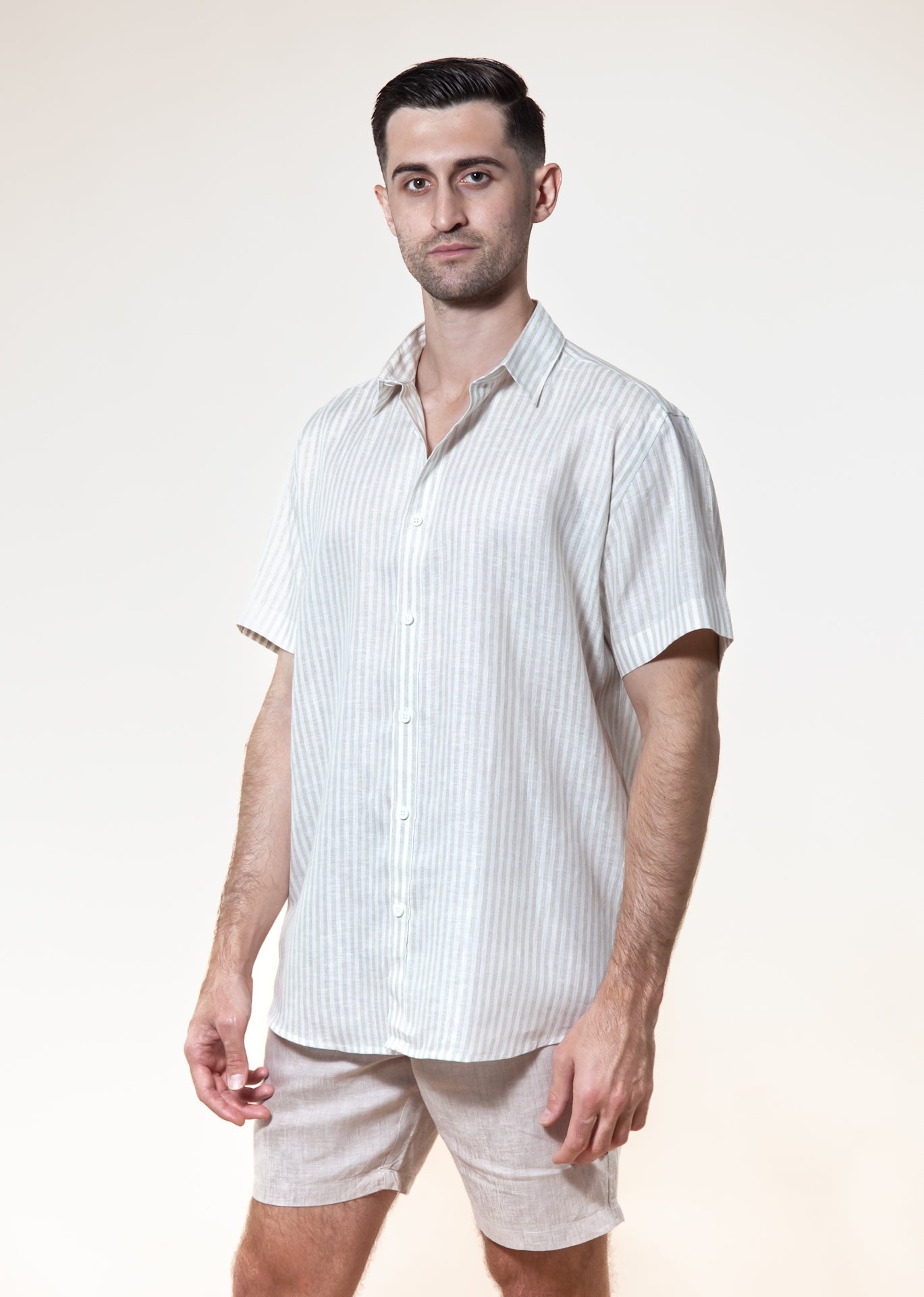 Sabbioso Stripes - Short Sleeve Italian Linen Shirt - Mr. Linen Co Mr. Linen CO