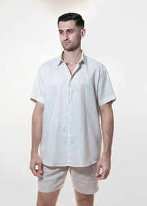 Sabbioso Stripes - Short Sleeve Italian Linen Shirt - Mr. Linen Co Mr. Linen CO