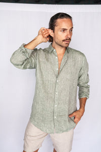 Sage - Long Sleeve Italian Linen Shirt - Mr. Linen Co Mr. Linen CO