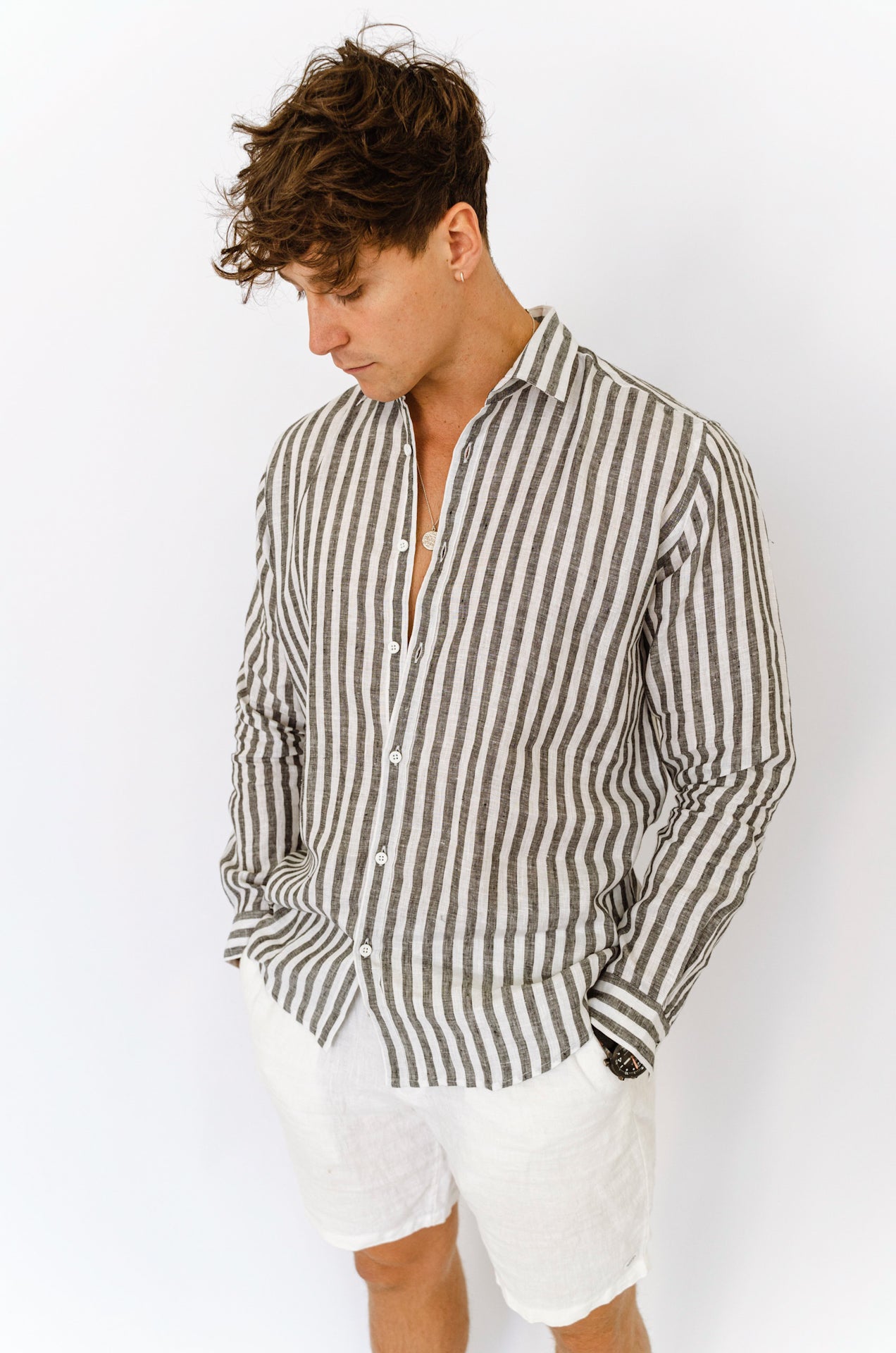 Scorzone Stripes - Long Sleeve Italian Linen Shirt – MR. LINEN CO