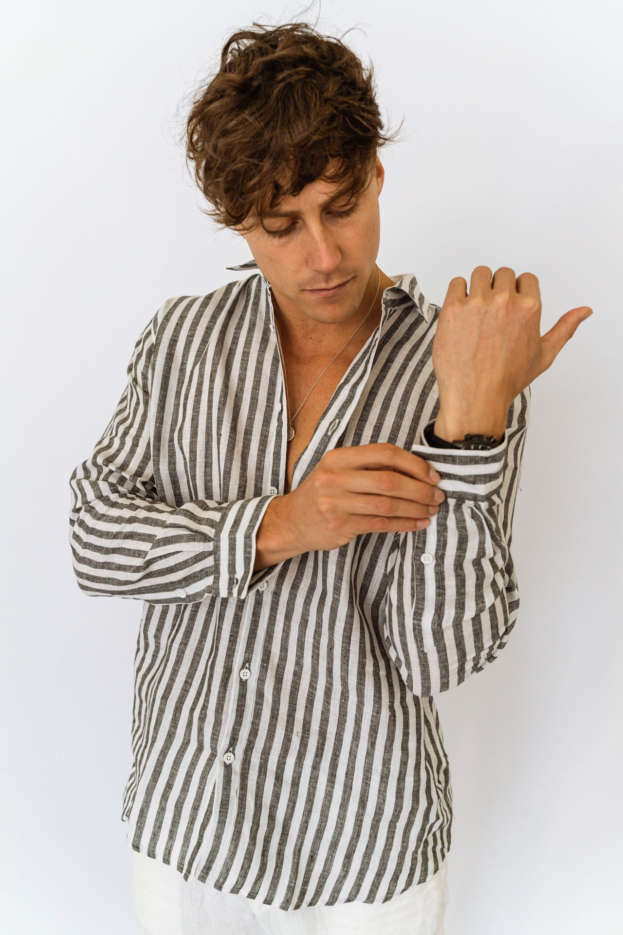 Scorzone Stripes - Long Sleeve Italian Linen Shirt - Mr. Linen Co Mr. Linen CO