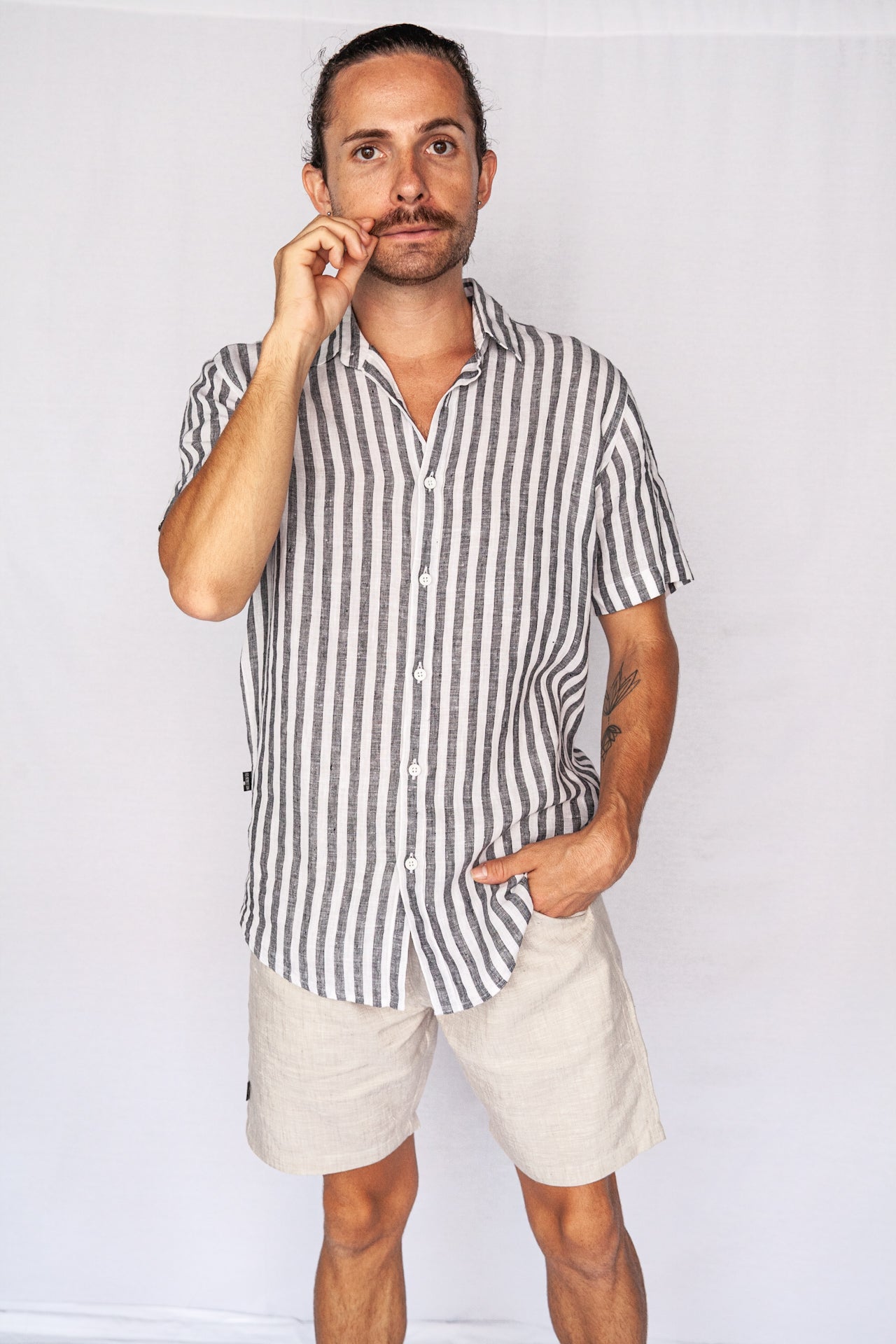 Scorzone Stripes- Short Sleeve Italian Linen Shirt - Mr. Linen Co Mr. Linen CO