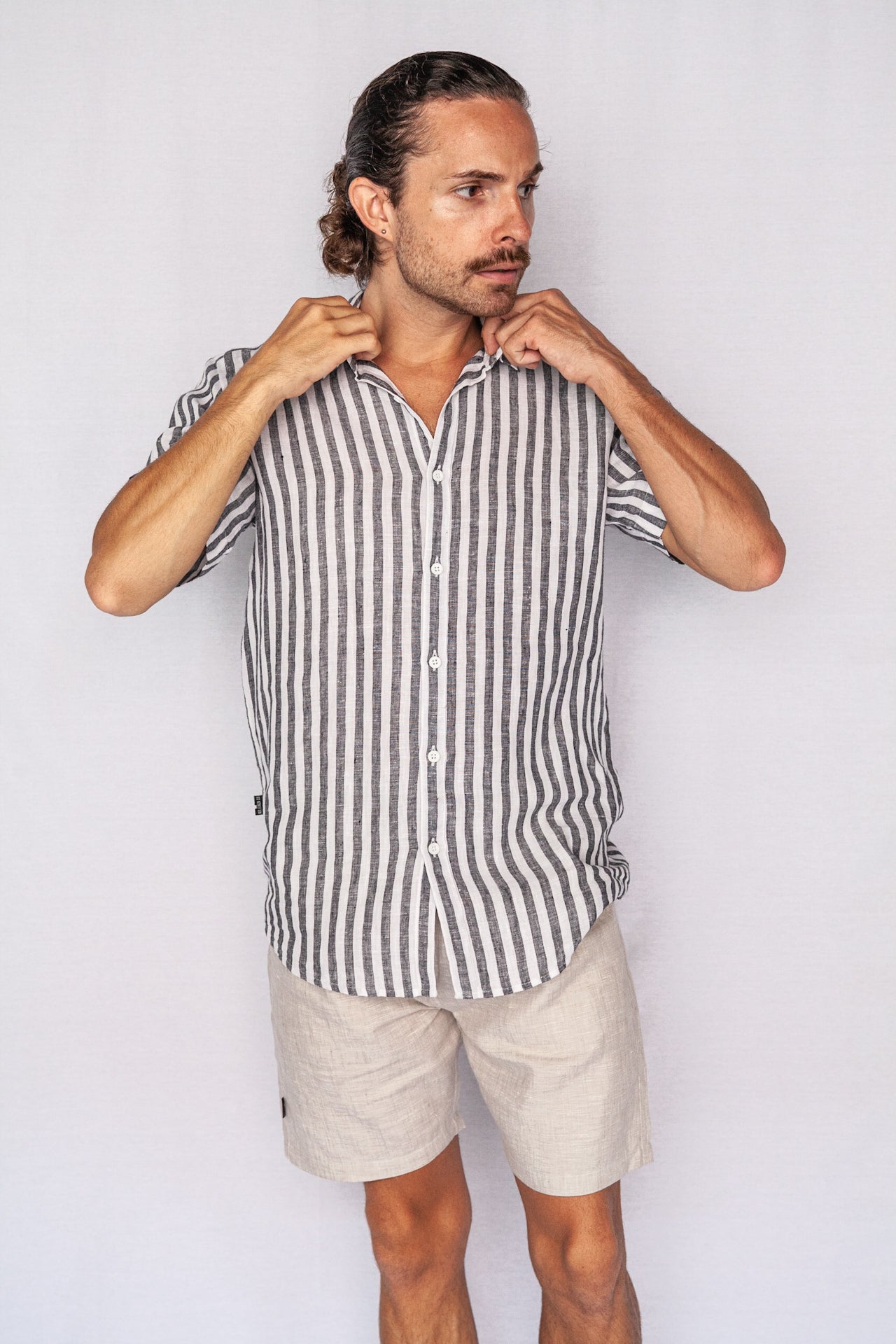 Scorzone Stripes- Short Sleeve Italian Linen Shirt - Mr. Linen Co Mr. Linen CO