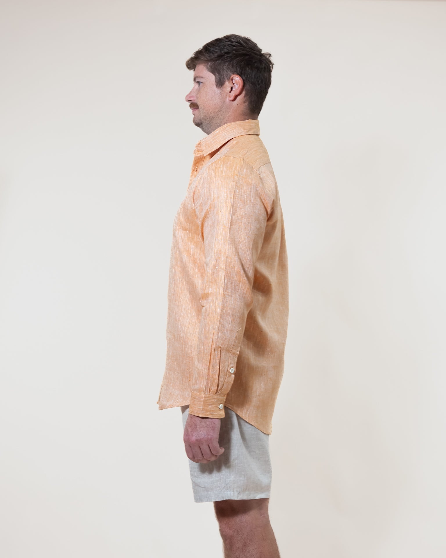 Tangerine - Long Sleeve Natural Hemp Shirt - Mr. Linen Co Mr. Linen CO