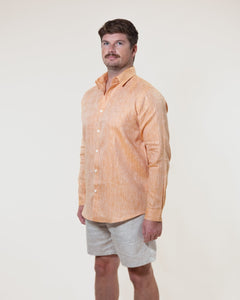 Tangerine - Long Sleeve Natural Hemp Shirt - Mr. Linen Co Mr. Linen CO