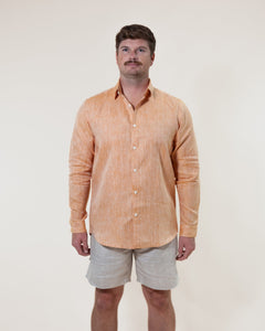 Tangerine - Long Sleeve Natural Hemp Shirt - Mr. Linen Co Mr. Linen CO