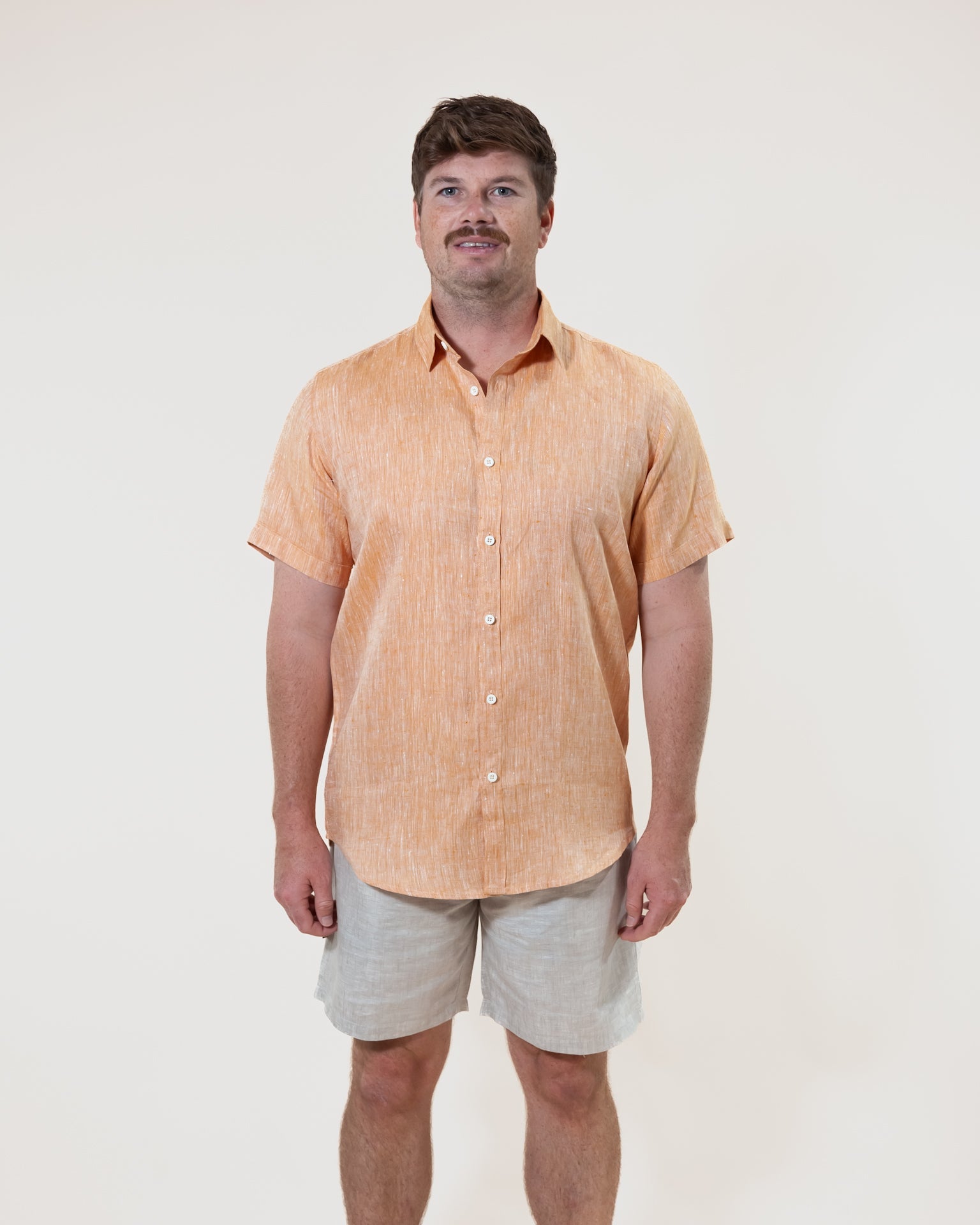 Tangerine - Short Sleeve Natural Hemp Shirt - Mr. Linen Co Mr. Linen CO