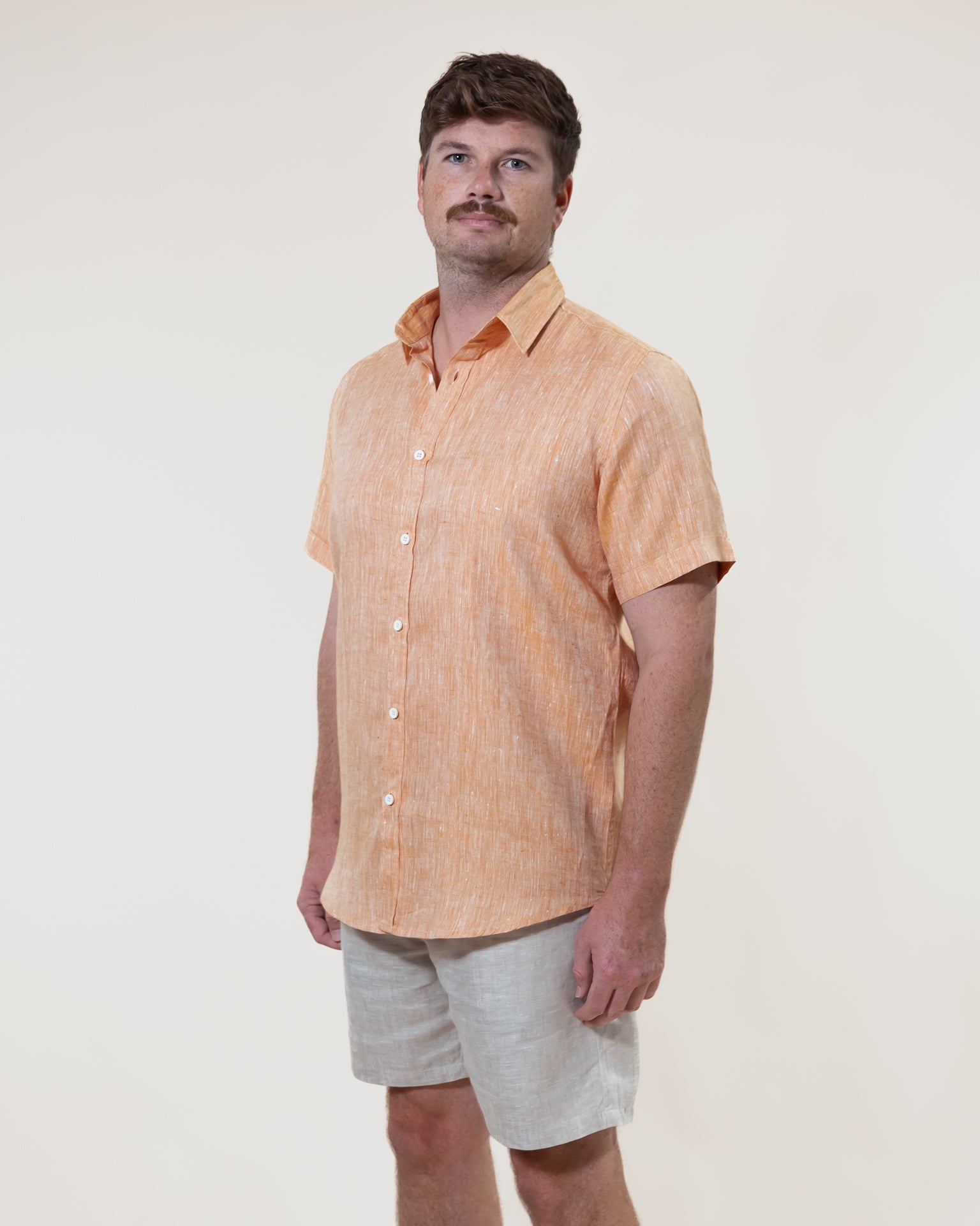 Tangerine - Short Sleeve Natural Hemp Shirt - Mr. Linen Co Mr. Linen CO