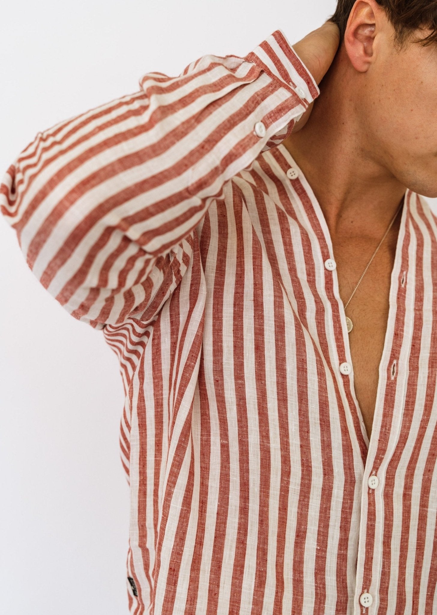 Tuscan Stripes - Long Sleeve Italian Linen Shirt - Mr. Linen Co Mr. Linen CO