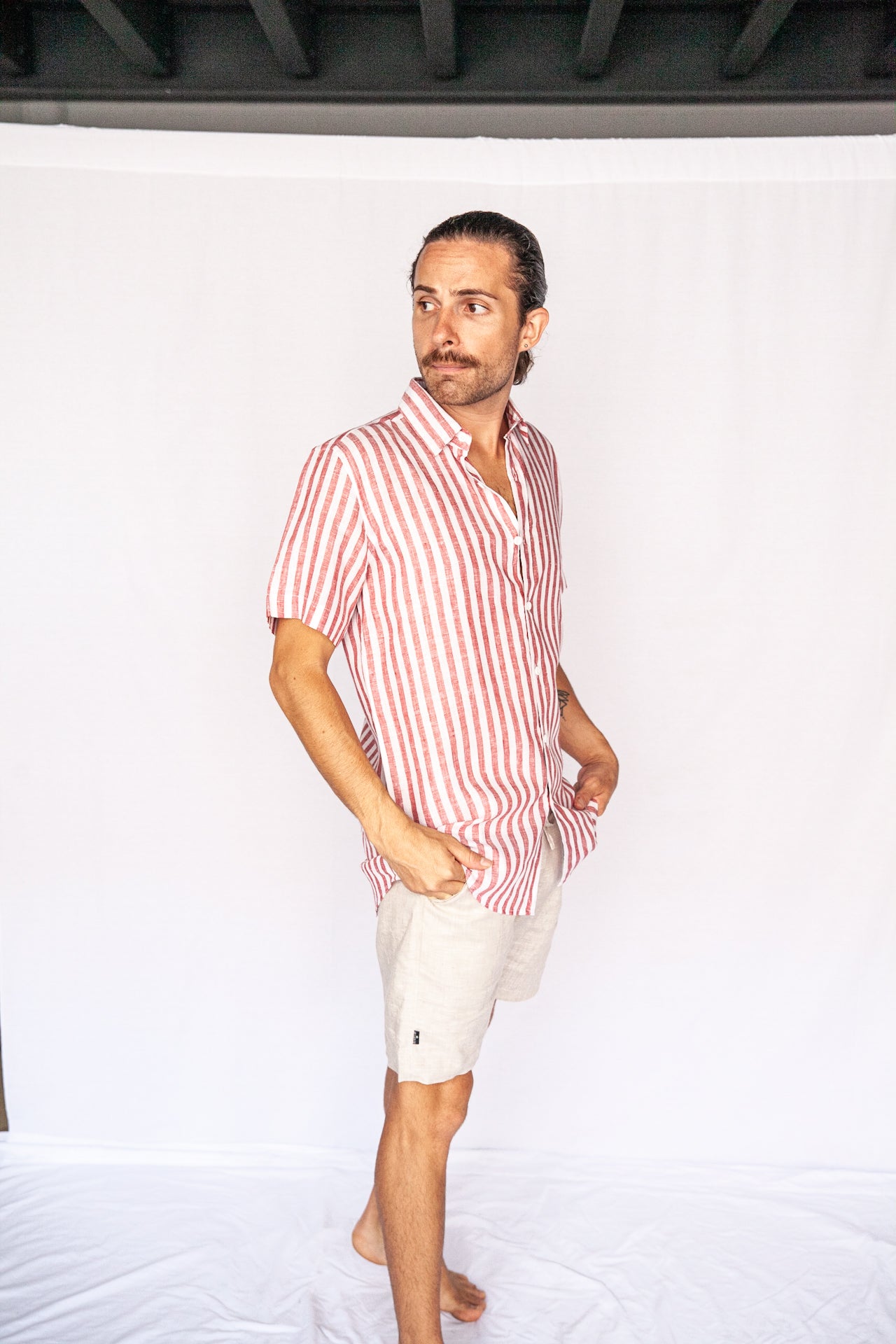 Tuscan Stripes - Short Sleeve Italian Linen Shirt - Mr. Linen Co Mr. Linen CO