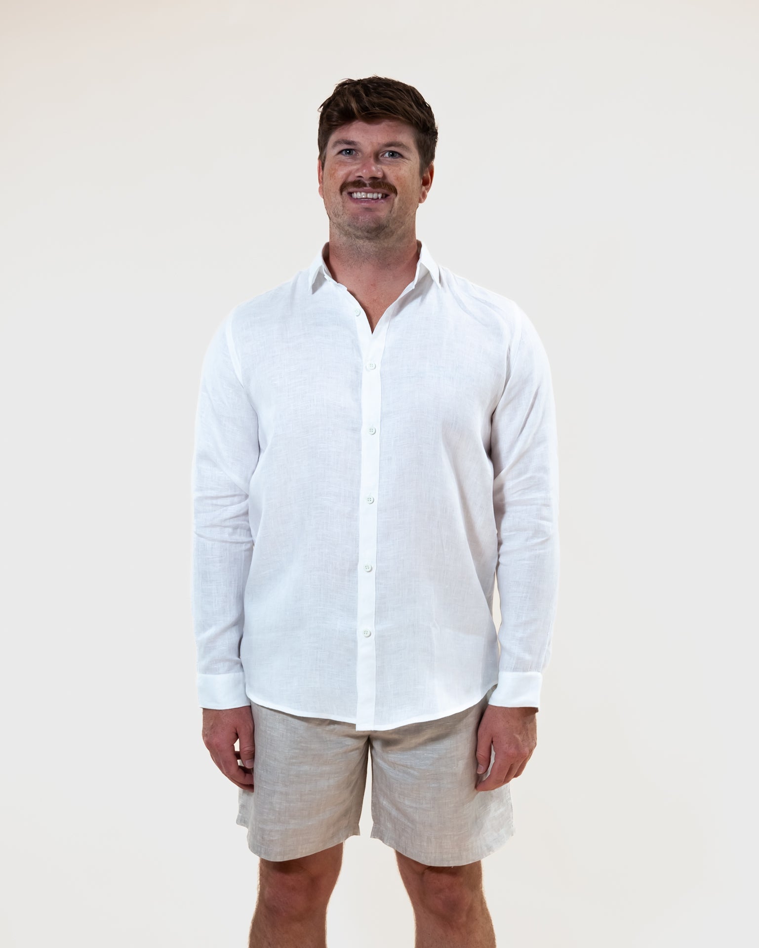 White - Long Sleeve Natural Hemp Shirt - Mr. Linen Co Mr. Linen CO