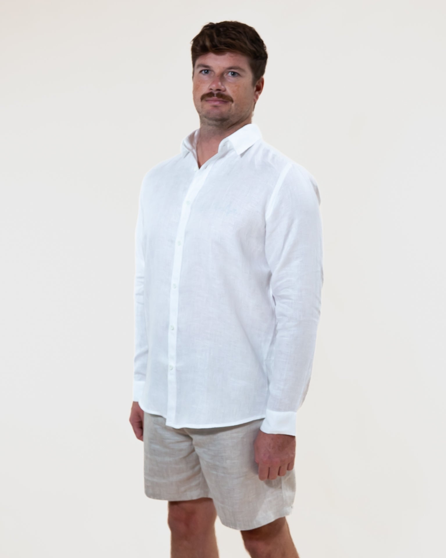 White - Long Sleeve Natural Hemp Shirt - Mr. Linen Co Mr. Linen CO