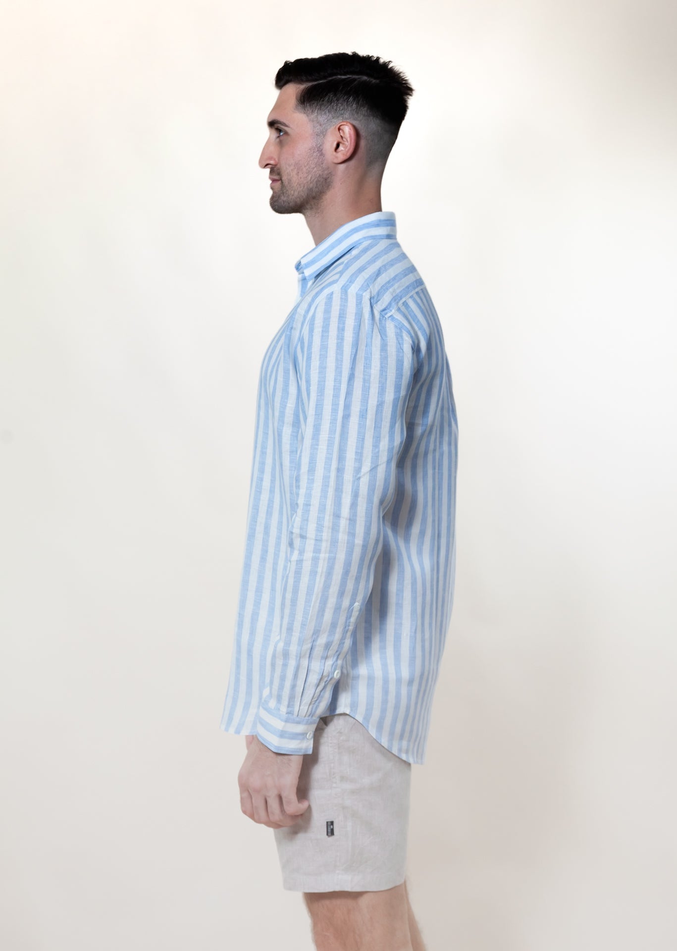 Yacht Club - Long Sleeve Italian Stripe Linen Shirt - Mr. Linen Co Mr. Linen CO