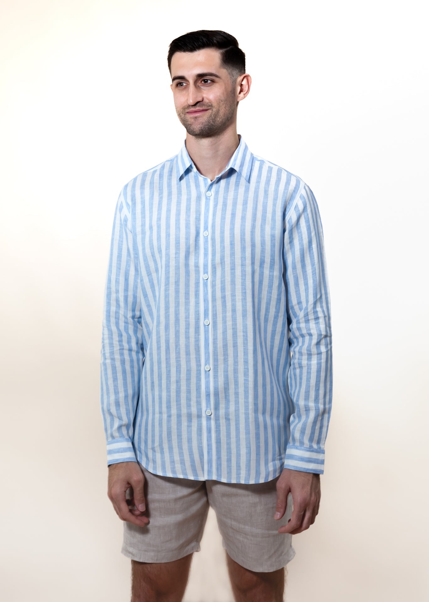 Yacht Club - Long Sleeve Italian Stripe Linen Shirt - Mr. Linen Co Mr. Linen CO