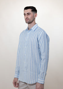 Yacht Club - Long Sleeve Italian Stripe Linen Shirt - Mr. Linen Co Mr. Linen CO