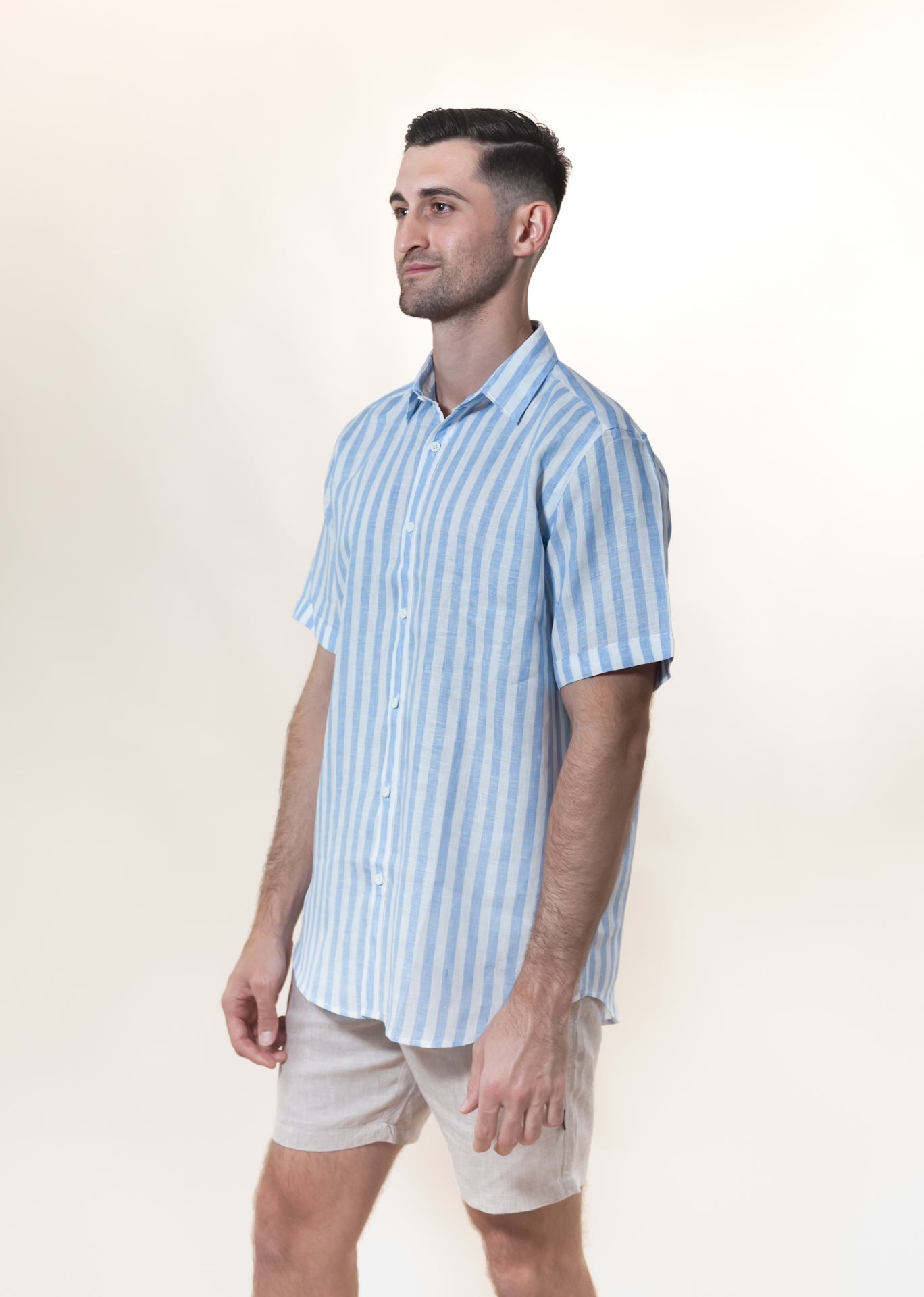 Yacht Club - Short Sleeve Italian Stripe Linen Shirt - Mr. Linen Co Mr. Linen CO