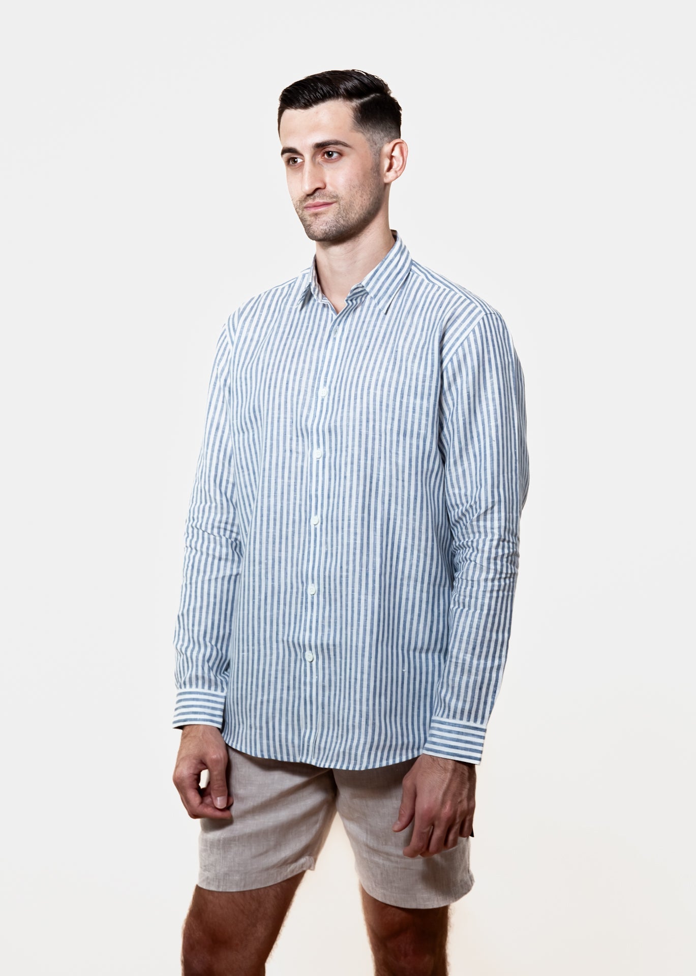 Yacht Master - Long Sleeve Italian Stripe Linen Shirt  - Mr. Linen Co Mr. Linen CO
