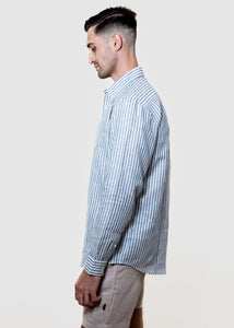 Yacht Master - Long Sleeve Italian Stripe Linen Shirt  - Mr. Linen Co Mr. Linen CO