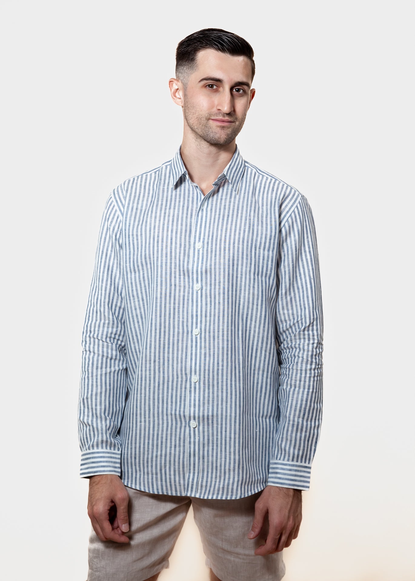 Yacht Master - Long Sleeve Italian Stripe Linen Shirt  - Mr. Linen Co Mr. Linen CO