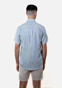 Yacht Master - Short Sleeve Italian Stripe Linen Shirt - Mr. Linen Co Mr. Linen CO